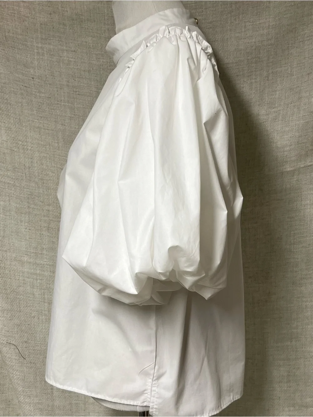 Beulah White Puff-Sleeve High Neck Blouse - Picture 2 of 5